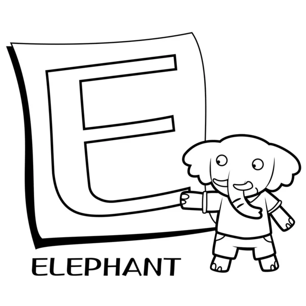 Alphabet à colorier pour enfants, E — Image vectorielle