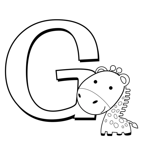 Раскраска алфавита для детей, G — стоковый вектор