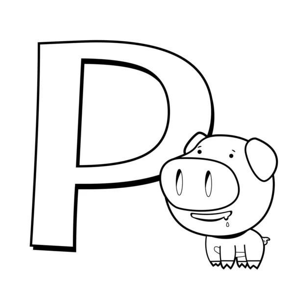 Alphabet à colorier pour enfants, P — Image vectorielle