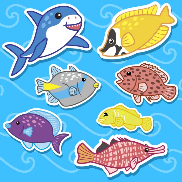 Cute sea animal stickers07 — Stock Vector