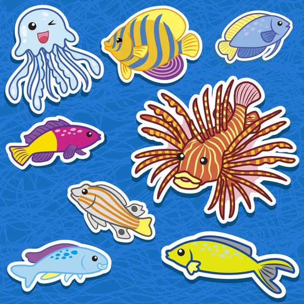 Cute sea animal stickers09 — Stock Vector