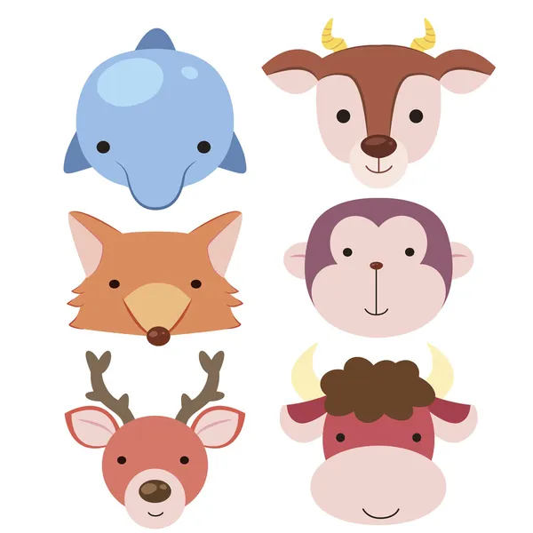Cute animal head icon04 Vector Graphics