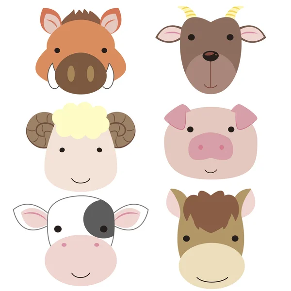 Cute animal head icon05 — Stock Vector