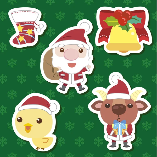 Navidad lindo conjunto de dibujos animados — Vector de stock