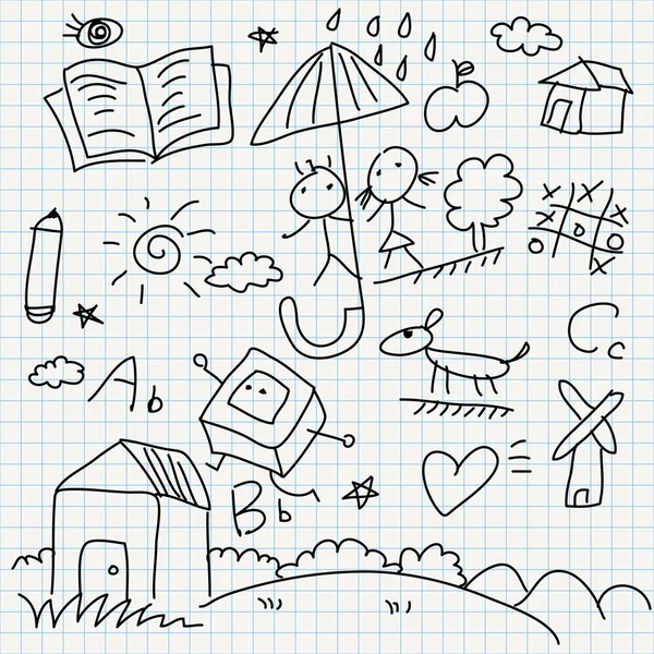 Jegyzetfüzet papír doodles — Stock Vector