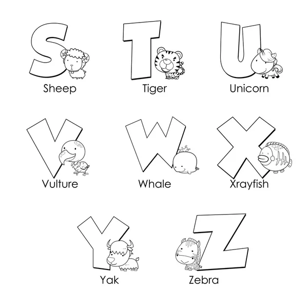Barevné abeceda pro děti, s z — Stockový vektor