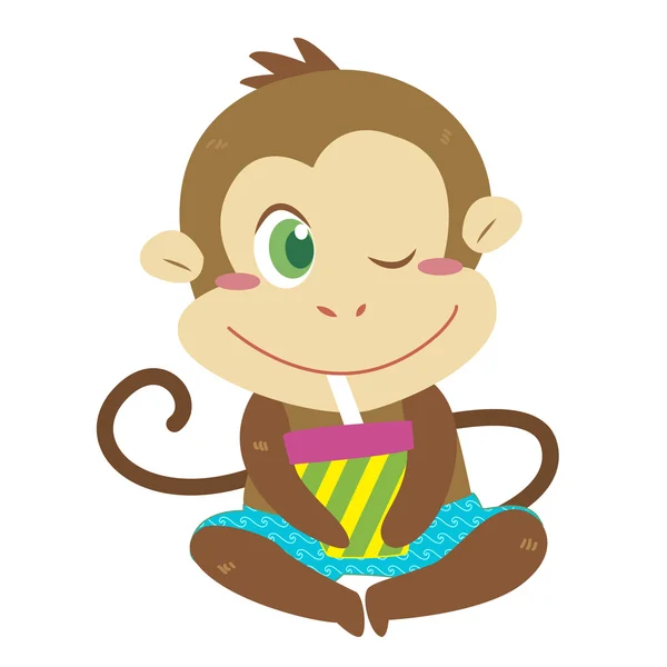 A monkey's beach activities — Stock Vector