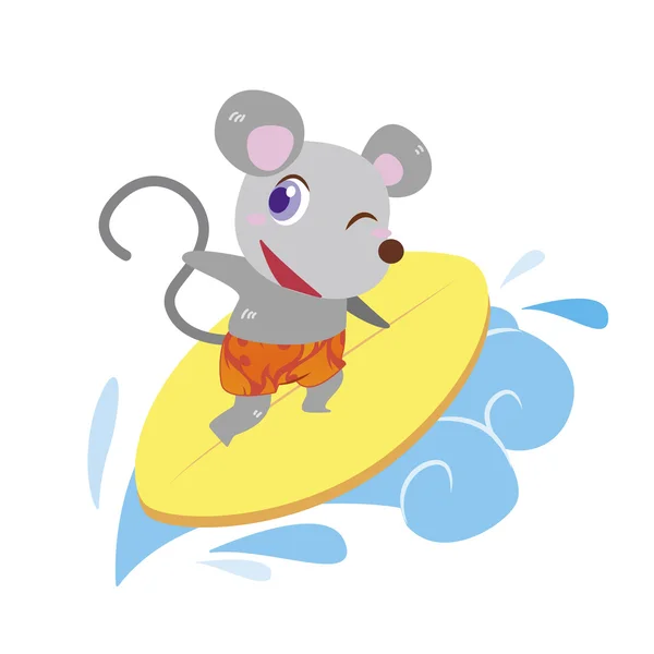 Atividades na praia de um rato — Vetor de Stock
