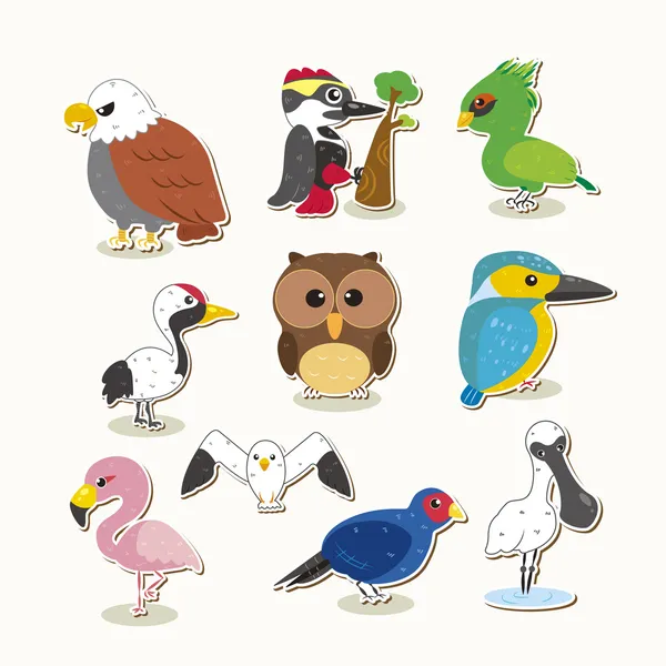 Schattig vector vogel set — Stockvector