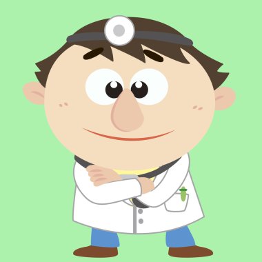Doktor, çizgi film karakteri, vektör çizim