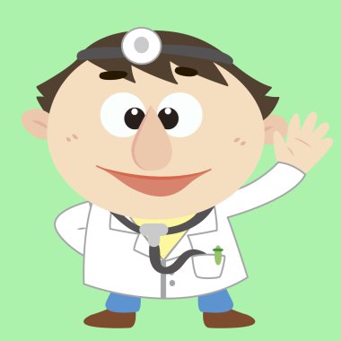 Doktor, çizgi film karakteri, vektör çizim