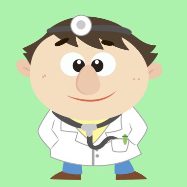Doktor, çizgi film karakteri, vektör çizim