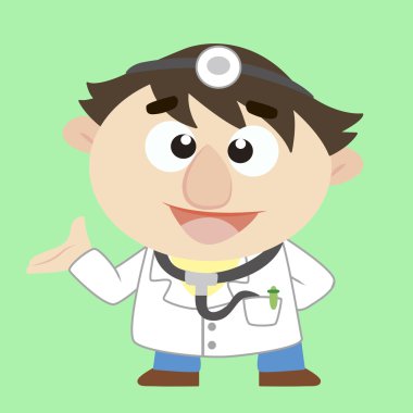 Doktor, çizgi film karakteri, vektör çizim
