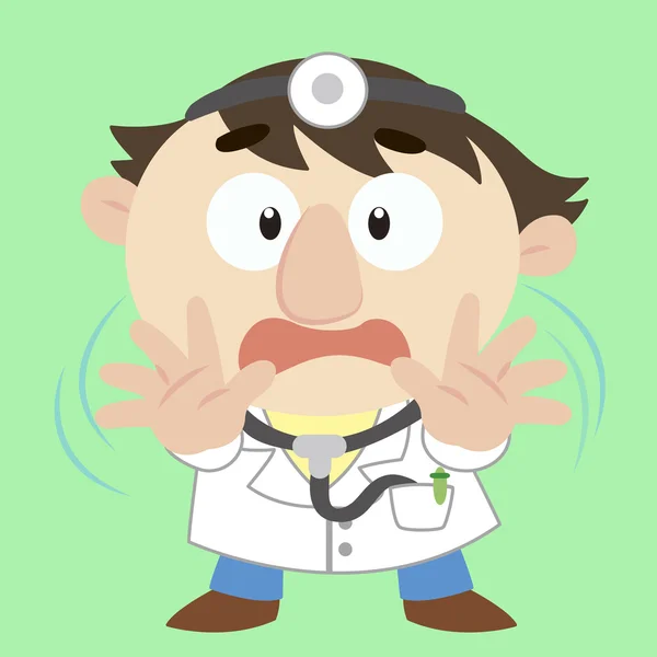 Cartoon doctor with a denial of action — Stock Vector