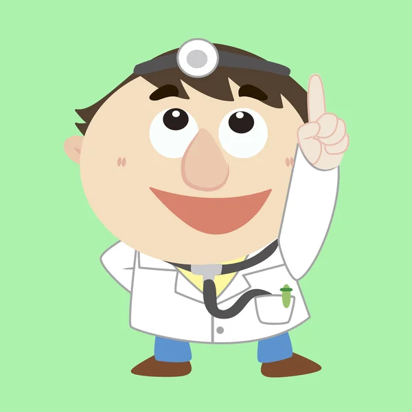 Arzt, Zeichentrickfigur, bezieht sich auf die Spitze — Stockvektor