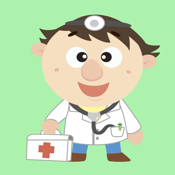 Médico con un kit de primeros auxilios — Vector de stock