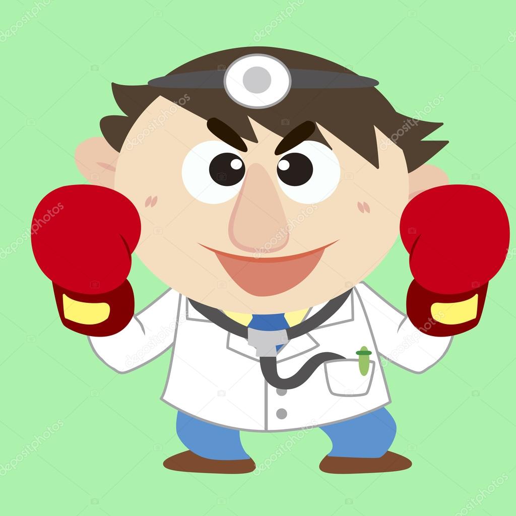 Doctor raise his boxing gloves