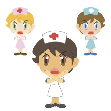 Cartoon nurse with a denial of action clipart