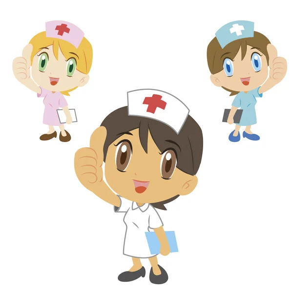 Cartoon nurses thumb up — Stock Vector