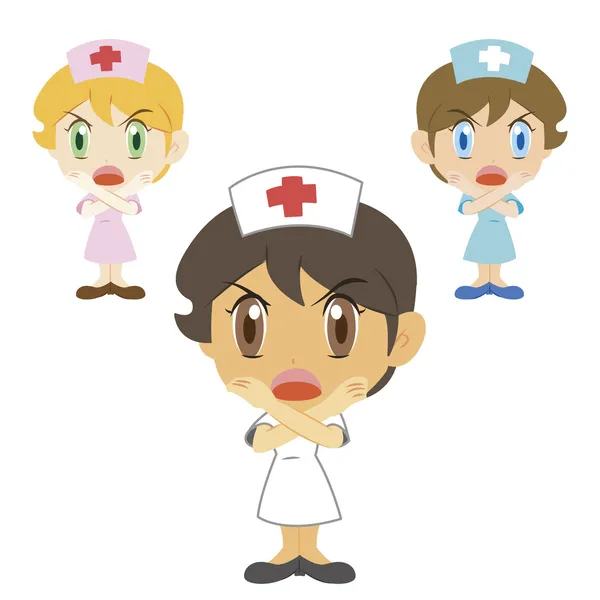 Enfermera de dibujos animados con una negación de acción — Vector de stock