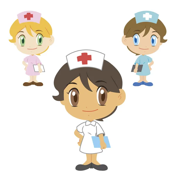 看護師は、漫画のキャラクター、ベクトル イラスト — Stockový vektor