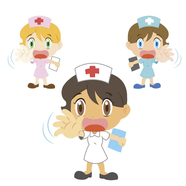 Cartoon nurse with a denial of action — Stock Vector