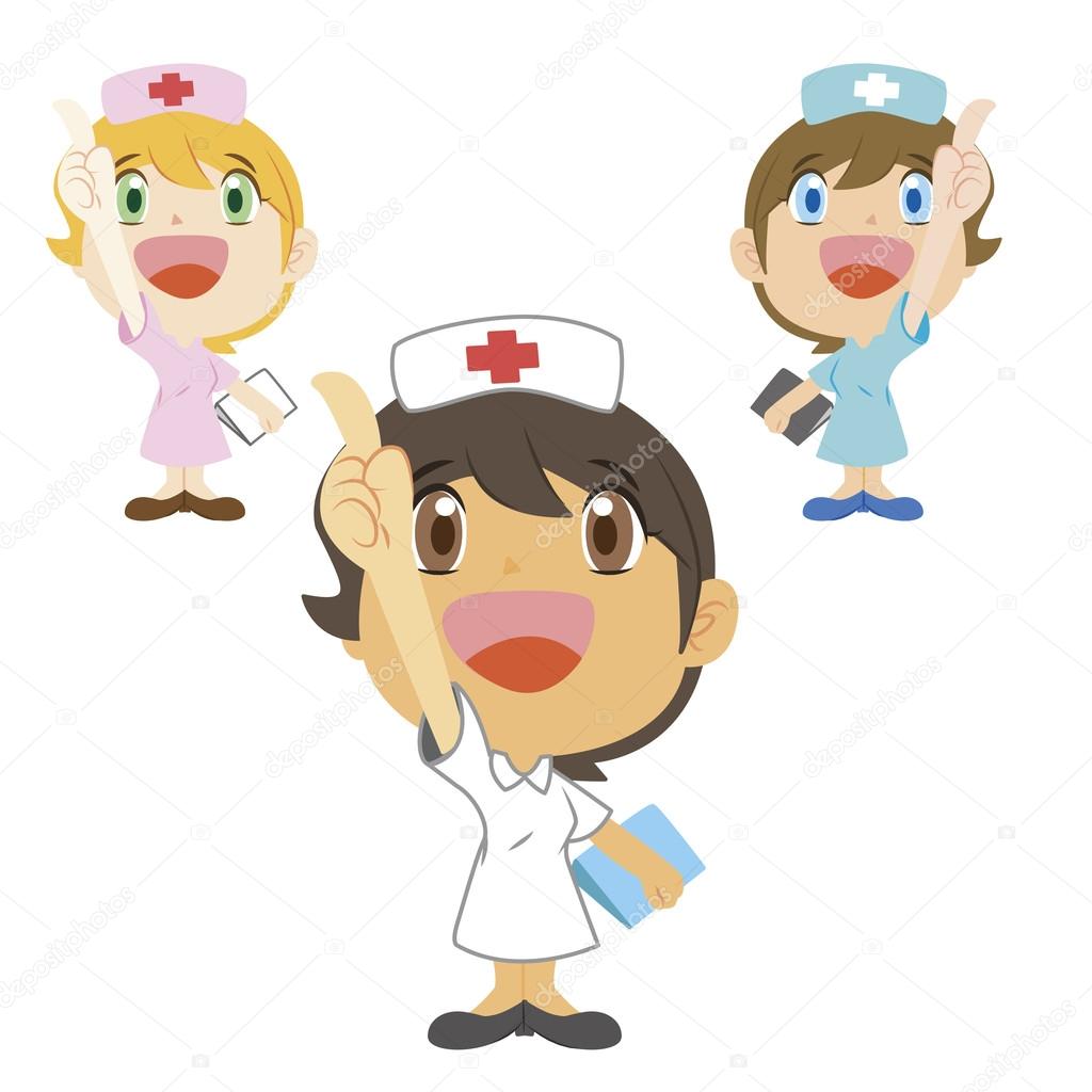 Nurse ,cartoon character, refers to the top