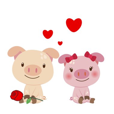 Illustration of a pair of pig clipart