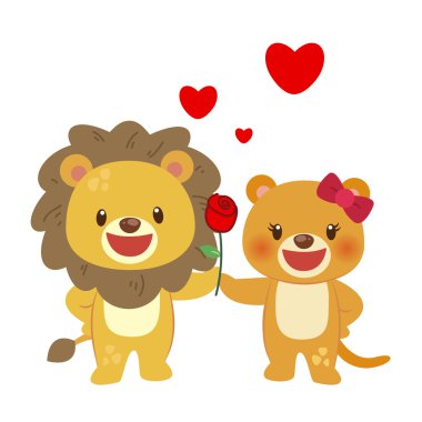 Illustration of a pair of lion clipart