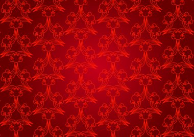 Dikişsiz soyut çiçek desenli arka plan, kırmızı