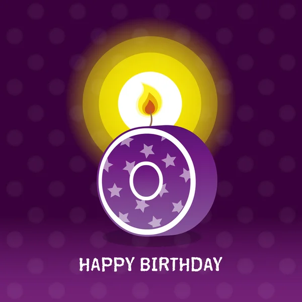 Geburtstagskarte, null Geburtstag mit Kerze — Stockvektor
