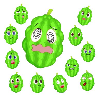 Balsam apple cartoon with many expressions clipart