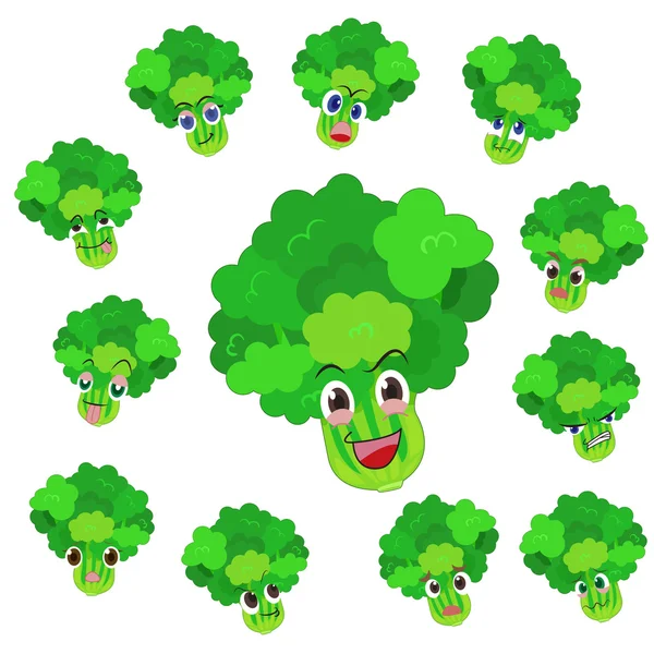 Celery cartoon with many expressions — Stock Vector