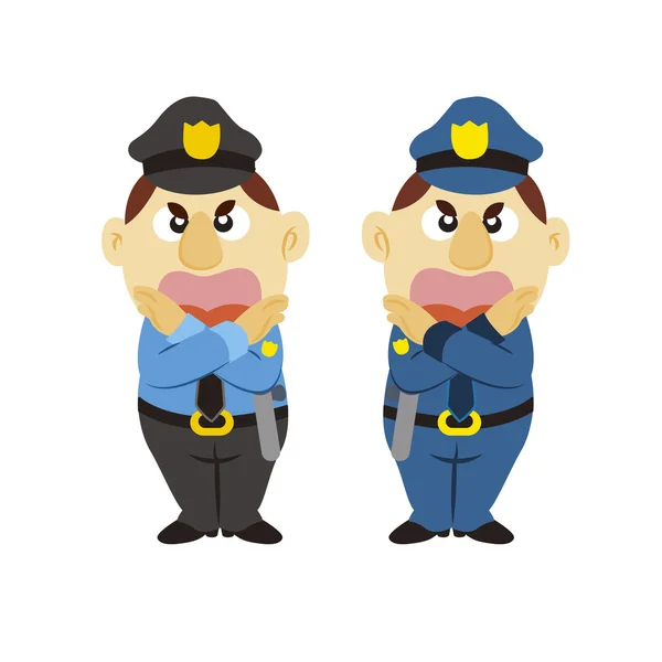 Divertido policía de dibujos animados, dos colores — Vector de stock