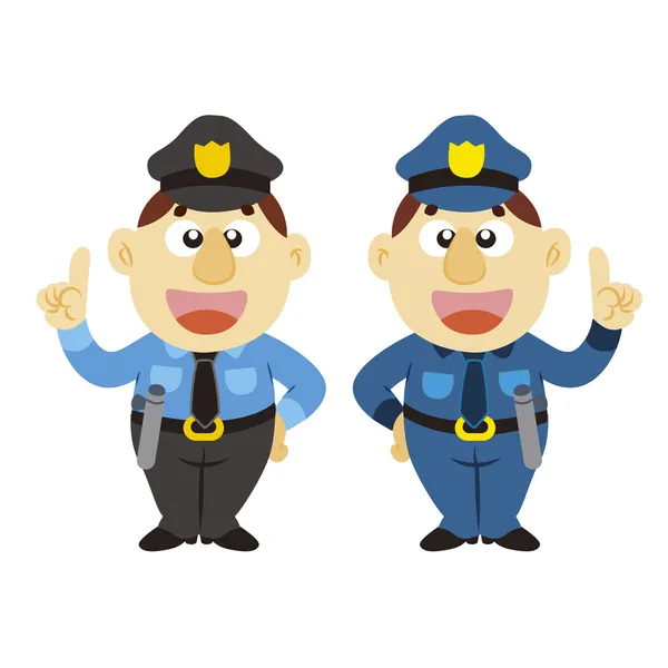 Divertido policía de dibujos animados, dos colores — Vector de stock