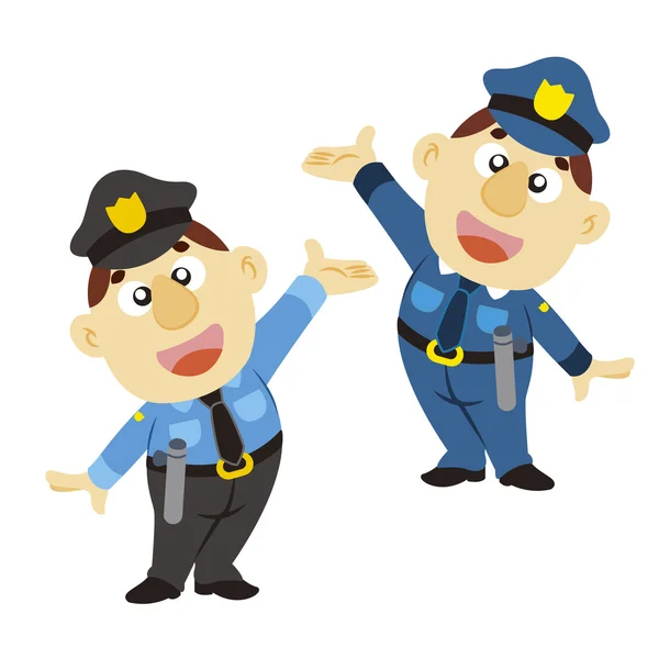 Divertido policía de dibujos animados, dos colores — Vector de stock