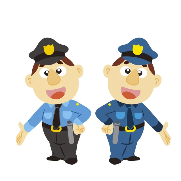 Divertido policía de dibujos animados, dos colores — Vector de stock