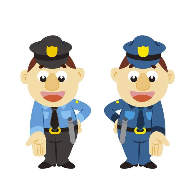 Divertido policía de dibujos animados, dos colores — Vector de stock