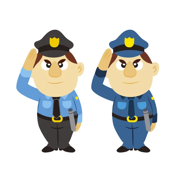 Funny cartoon policeman, two colors — Stock Vector