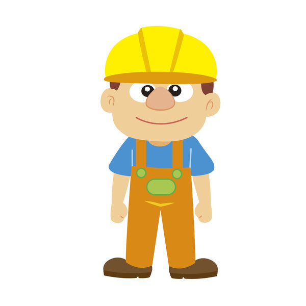 Vector illustration of a builder in yellow helmet