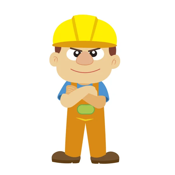 Vektorillustration eines Bauunternehmers mit gelbem Helm — Stockvektor