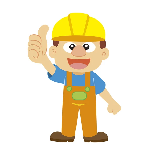 Vektorillustration eines Bauunternehmers mit gelbem Helm — Stockvektor