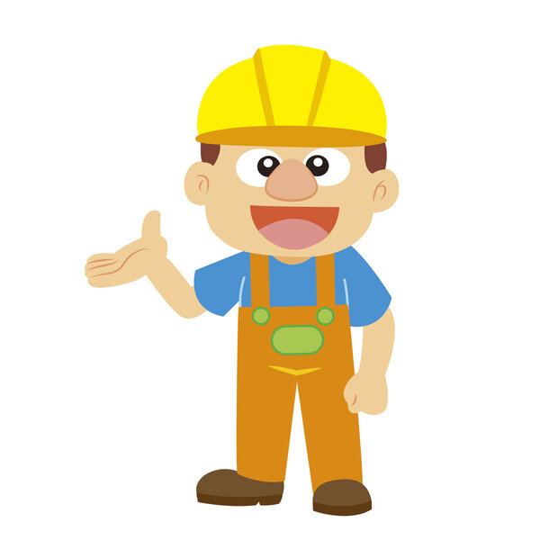 Vector illustration of a builder in yellow helmet