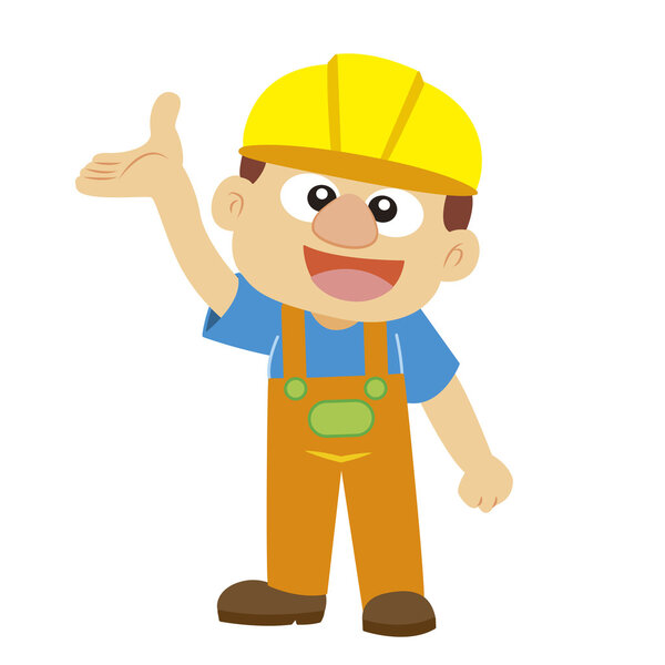Vector illustration of a builder in yellow helmet
