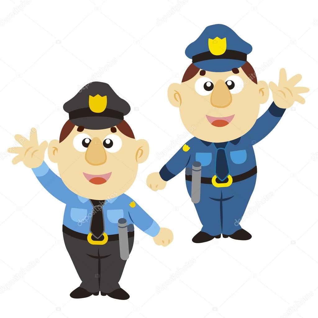 Funny cartoon policeman, two colors