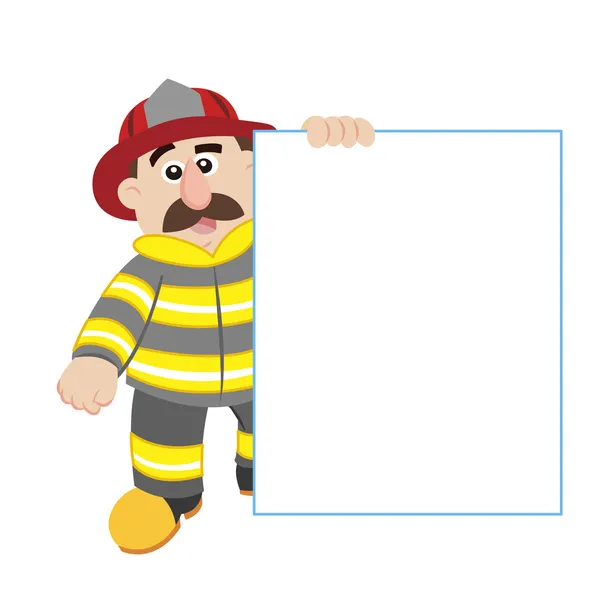 Una ilustración de bombero de dibujos animados, vector — Vector de stock