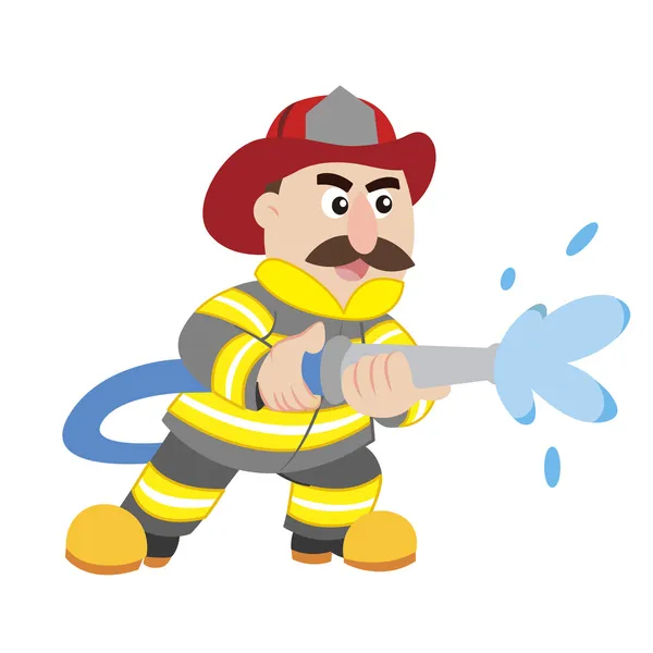 Een illustratie van cartoon brandweerman, vector — Stockvector