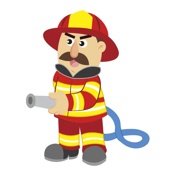 O ilustracja kreskówka strażak wektor — Wektor stockowy