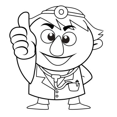 Outlined cute doctor clipart