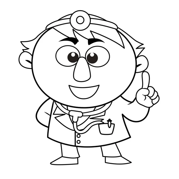 Outlined cute doctor — Stock Vector